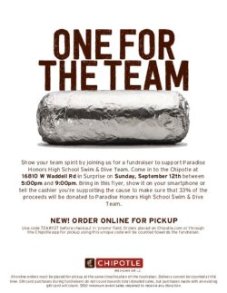 swim team chipotle fundraiser